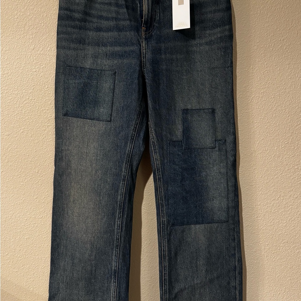 Good American The Khloé Jean Patchwork High Rise Straight 6/28 NWT - Picture 3 of 7